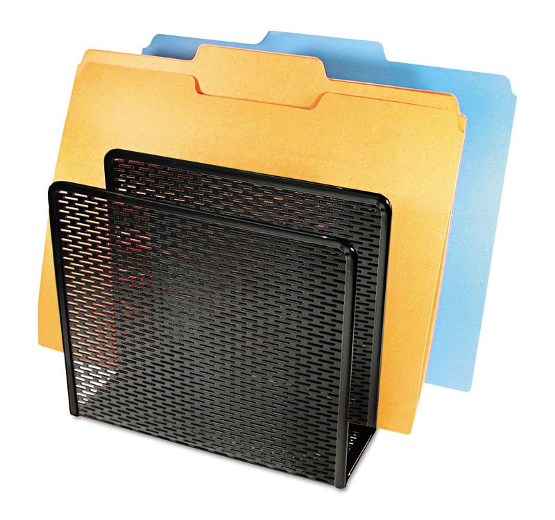 Artistic Urban Collection Punched Metal File Sorter Three Sections 8 x 8 x 7 1/4 Black ART20009