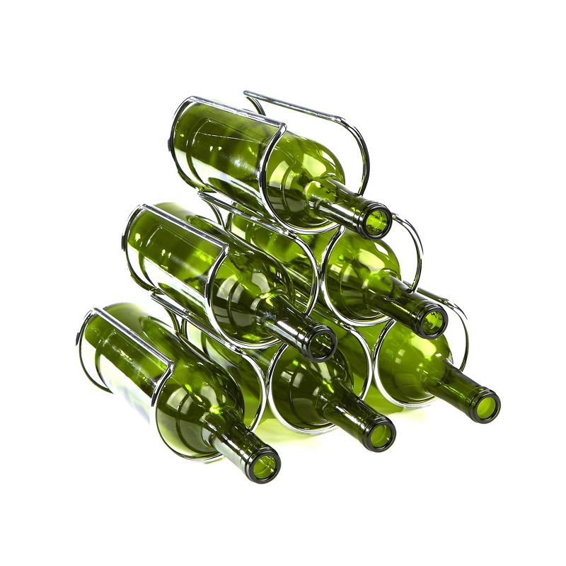 Mind Reader Steel Framed Pyramid Shaped Wine Bottle Holder Organizer, Silver