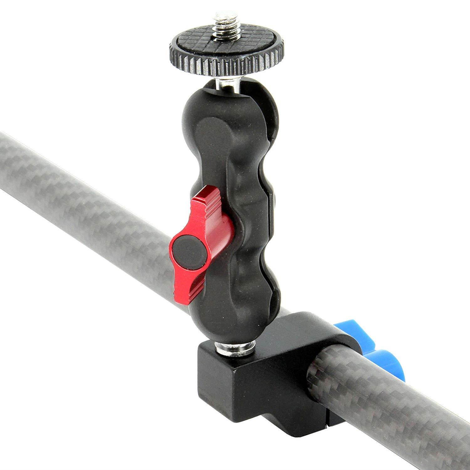 Mini 360 degree swivel 1/4" Mount for 15mm rod with 4 lb load capacity