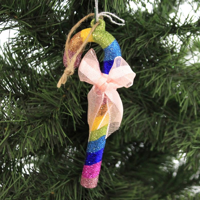 Holiday Ornaments 5.0" Candy Cane Rainbow Stripe Christmas  -  Tree Ornaments