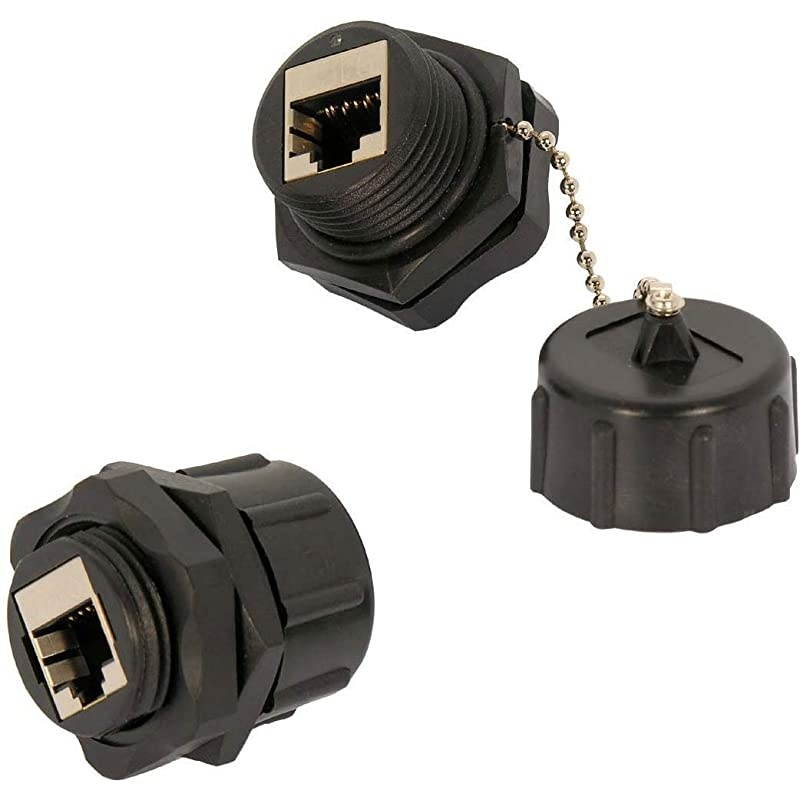 CAT6 RJ45 Shielded Industrial Panel Mount Bulkhead FemaleFemale Feed Thru Coupler Network Connectors IP67 WaterproofDust Cap 10 Pack Black