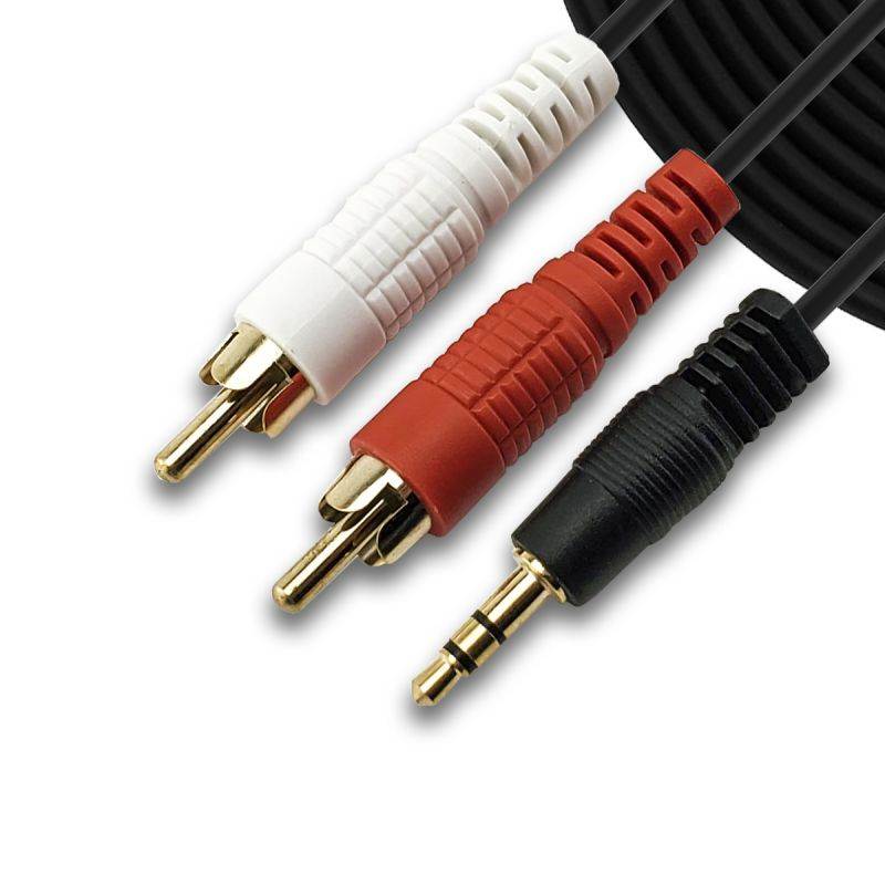 SatelliteSale 3.5mm Stereo Plug Male to 2-RCA Plug Male Audio Cable 3 Feet