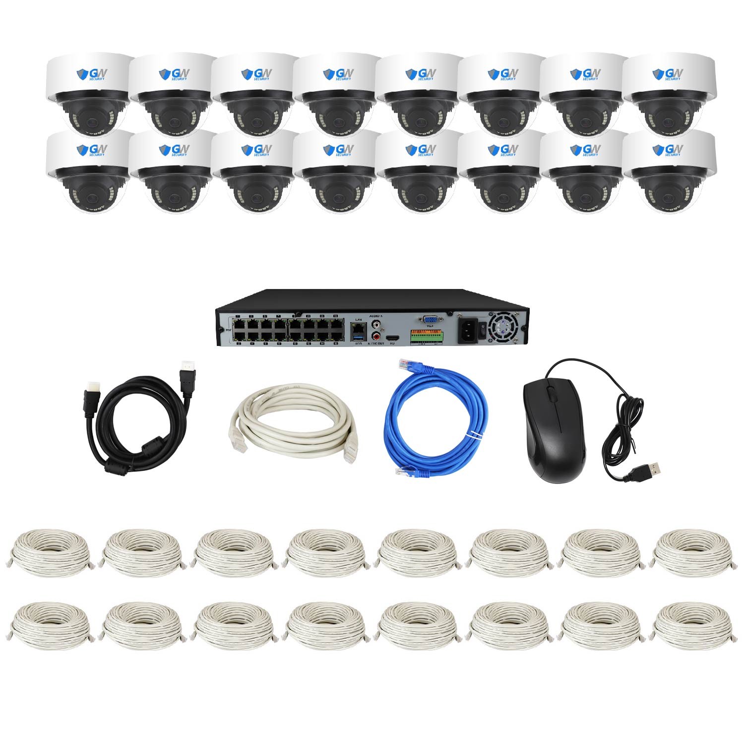 GW Security 8 Channel Smart AI Ultra HD 4K (8MP) Video & Audio Color Night Vision Security Camera System (8 Cameras)