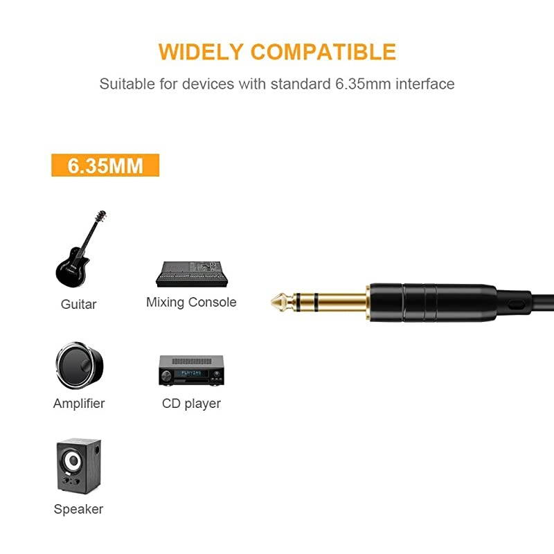 1/4&rsquo;&rsquo; TRS Cable, [2-Pack 15FT] 1/4 Inch to 1/4 Inch 6.35mm Balanced Stereo Audio Cable for Studio Monitors,Mixer,Yamaha Speaker/Receiver,Black