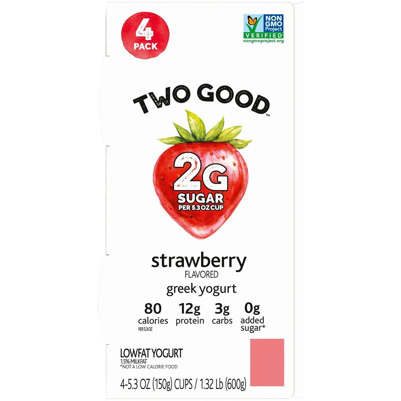 Dannon Two Good Strawberry Greek Yogurt - 4pk/21.2oz