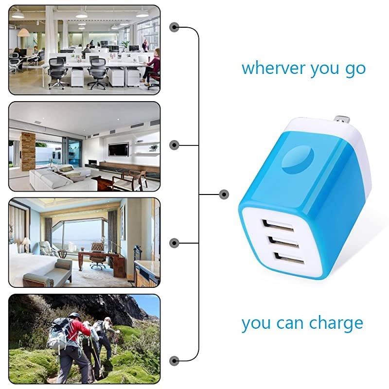 Charging Block USB Plug  31A 2Pack Muti Port USB Charger Cube Box Power Adapter Charging Brick Compatible iPhone 11 Pro XS Max X 8 7 6 Plus Samsung Galaxy S20 FE 5G S10e S10 S9 S8 Plus Moto