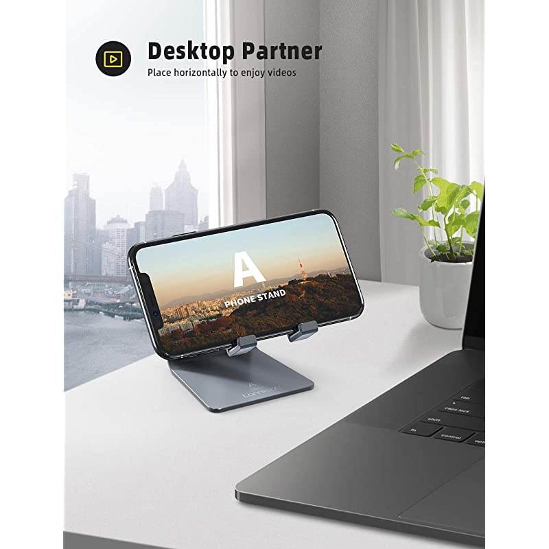 Adjustable Cell Phone Stand  Phone Stand Update Version Cradle Dock Holder Compatible with iPhone Xs XR 8 X 7 6 6s Plus SE 5 5s 5c Charging Accessories Desk Android Smartphone Gray