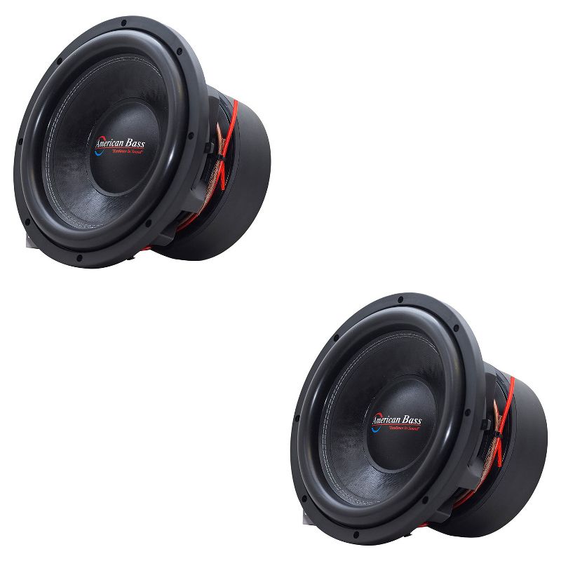 American Bass HD 15 D1 15 Inch Dual 1 Ohm Cast Basket Voice Coil 4000 Watt Subwoofer Speaker with 200 Ounce Magnet and Cooling Vents (2 Pack)