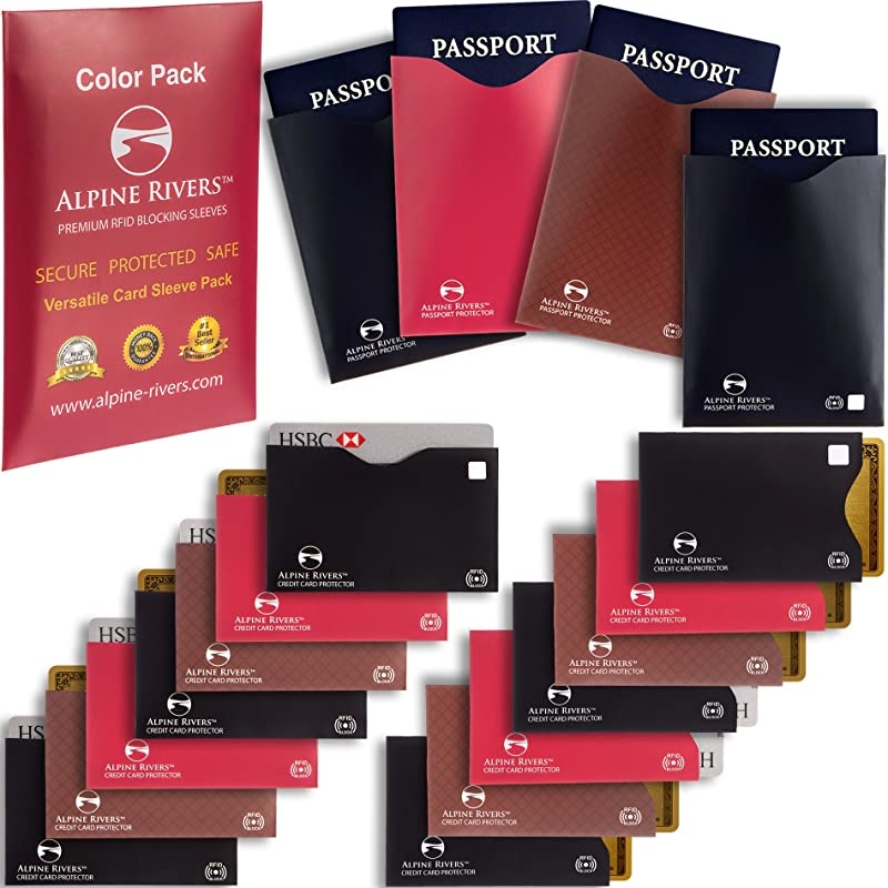 RFID Blocking Sleeves 14 Credit Card Holders amp 4 Passport Protectors Ultimate Premium Identity Theft Protection Sleeve Set for Men amp Women Smart Slim Design fits WalletPurse Color Versatile