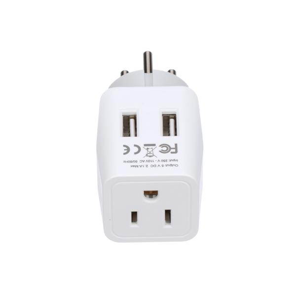 Ceptics Israel, Palestine Travel Adapter Plug with Dual USB - USA Input - Type H - Ultra Compact - Perfect for Cell Phones, Laptops, Camera Chargers (CTU-14)