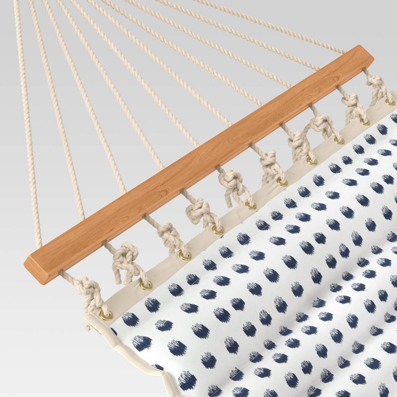 Sorbus Brazilian Double Hammock with Stand - Green, Blue Stripes