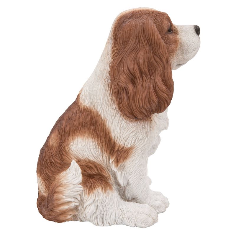 9" Polyresin Sitting King Charles Spaniel Outdoor Statue Brown/White - Hi-Line Gift
