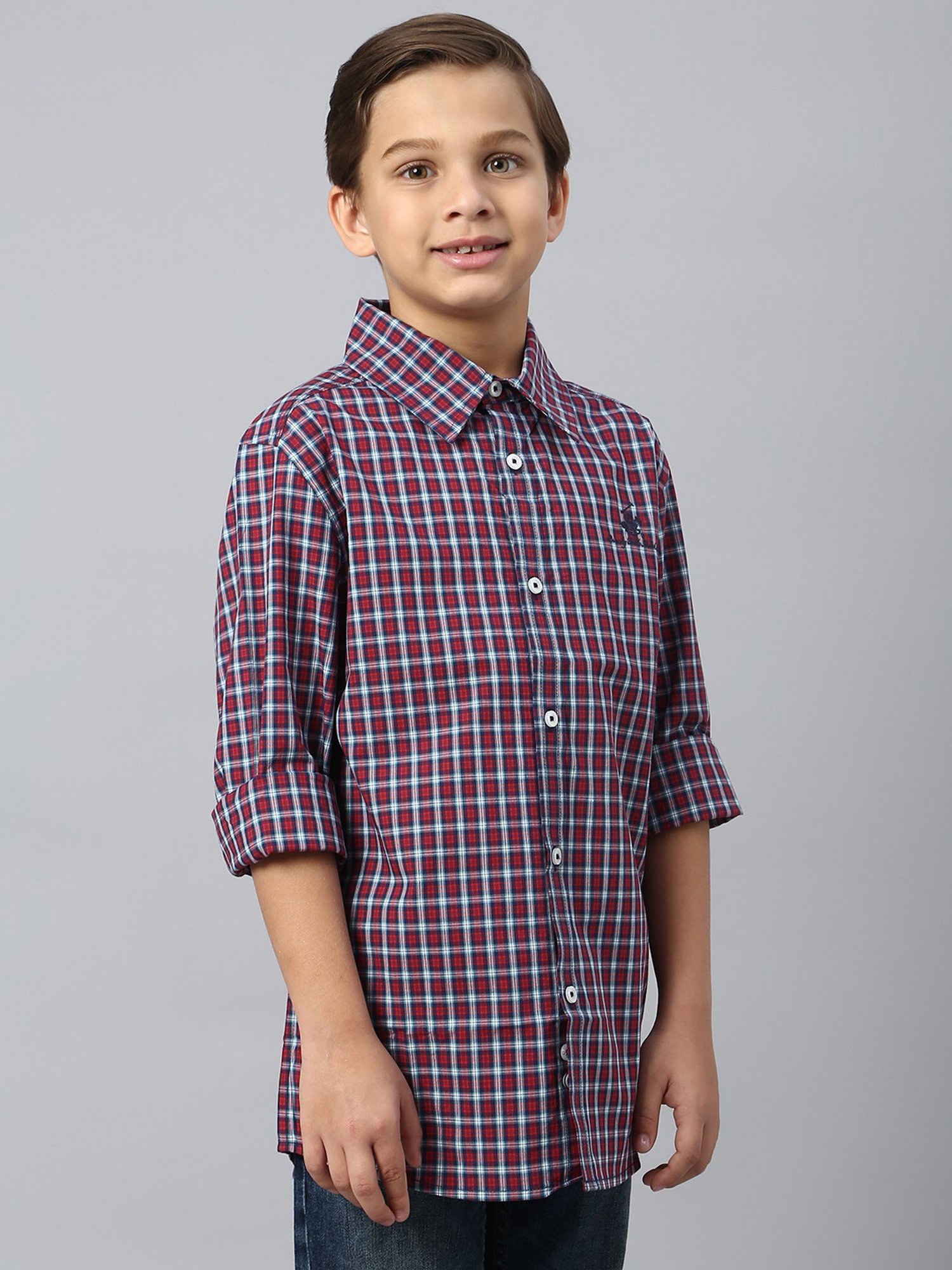 Beverly Hills Polo Club Kids Red & Blue Checks Full Sleeves Shirt