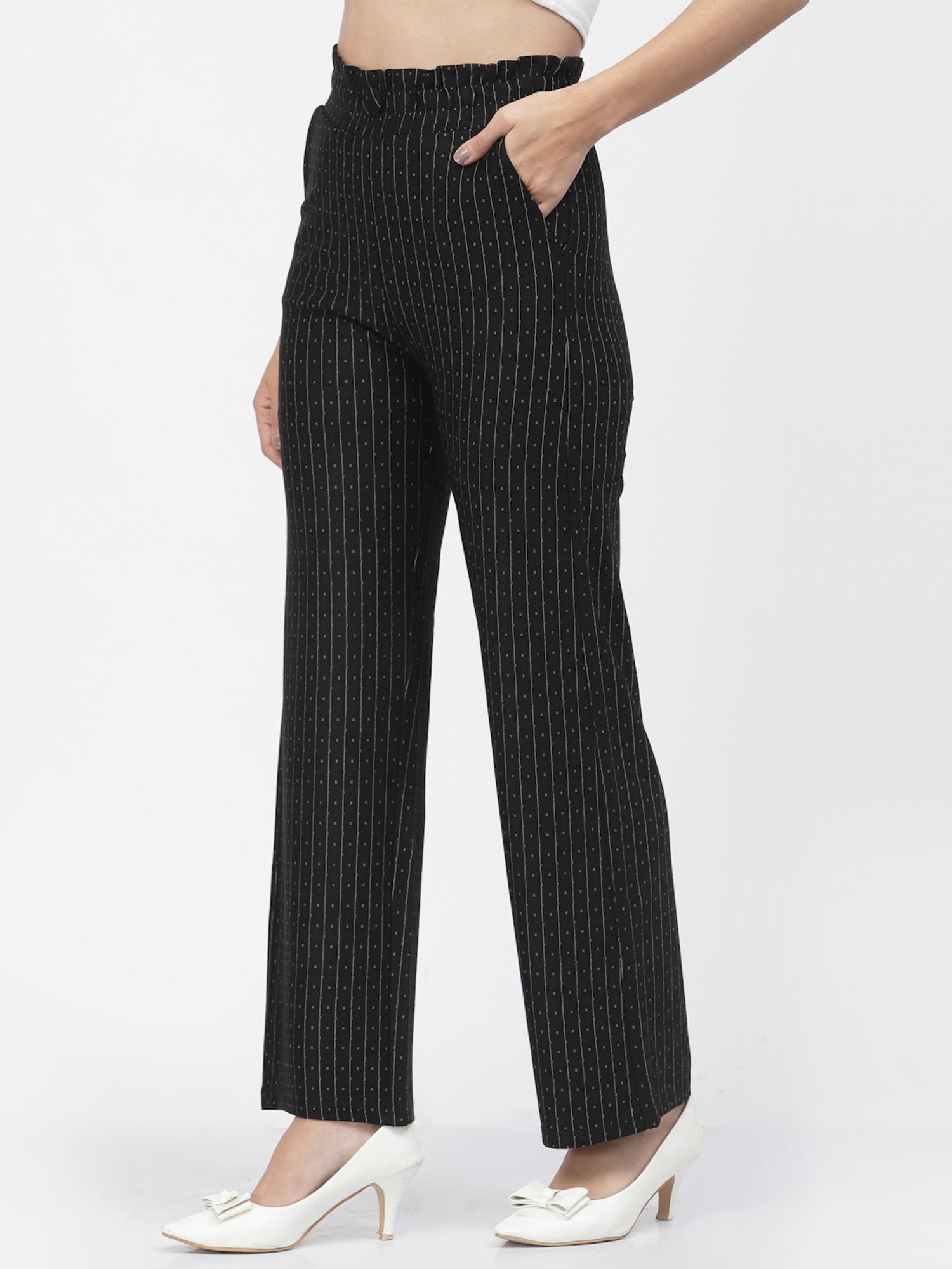 Westwood Black Cotton Striped Pants