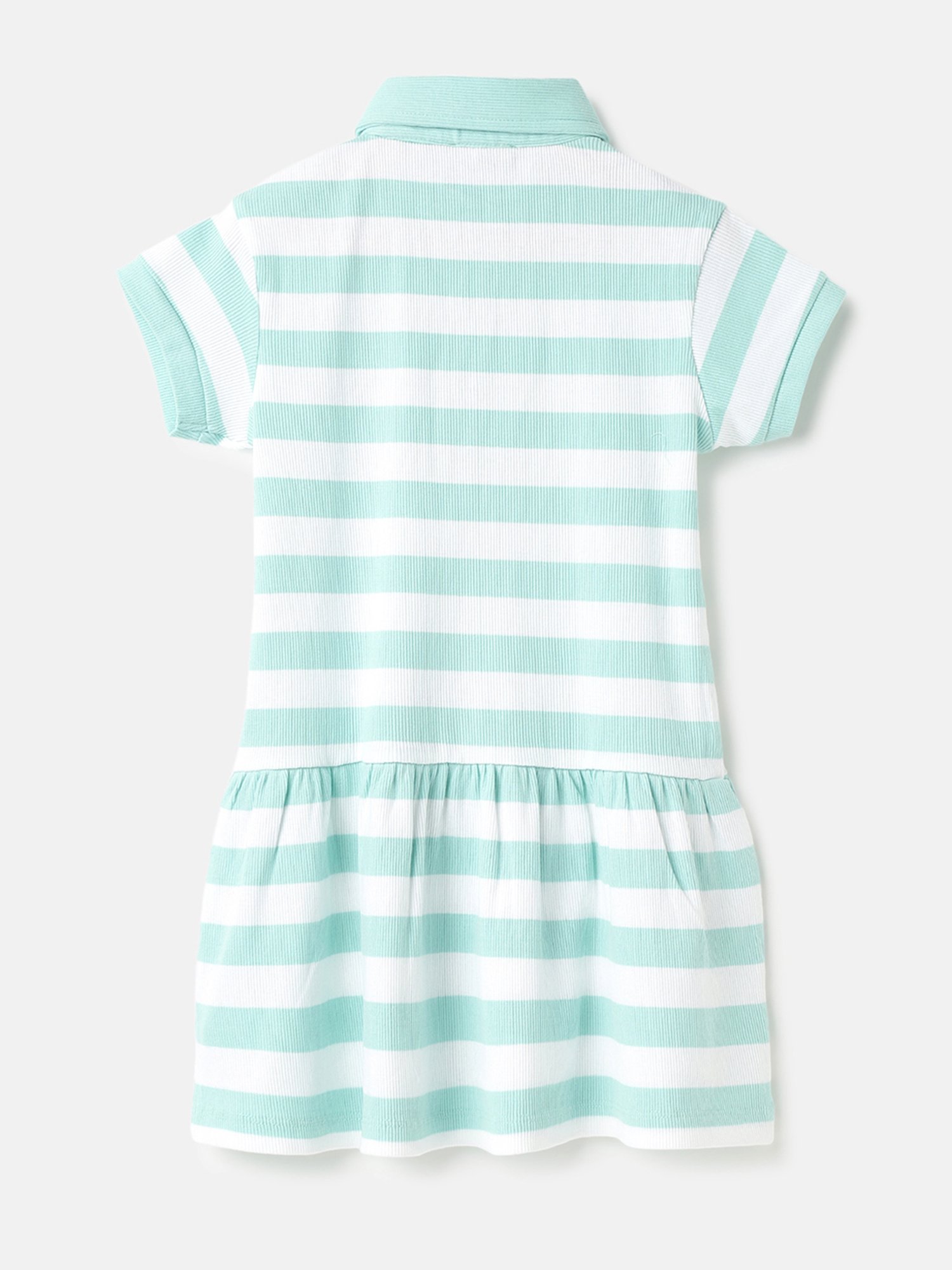 United Colors of Benetton Kids Green & White Striped Polo Dress