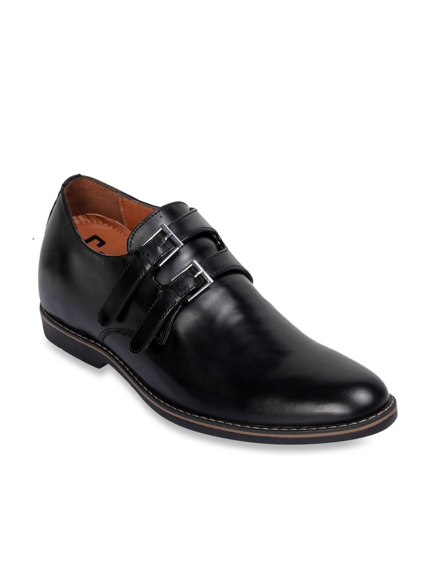 Celby Men's Height Increasing Black Monk Shoes