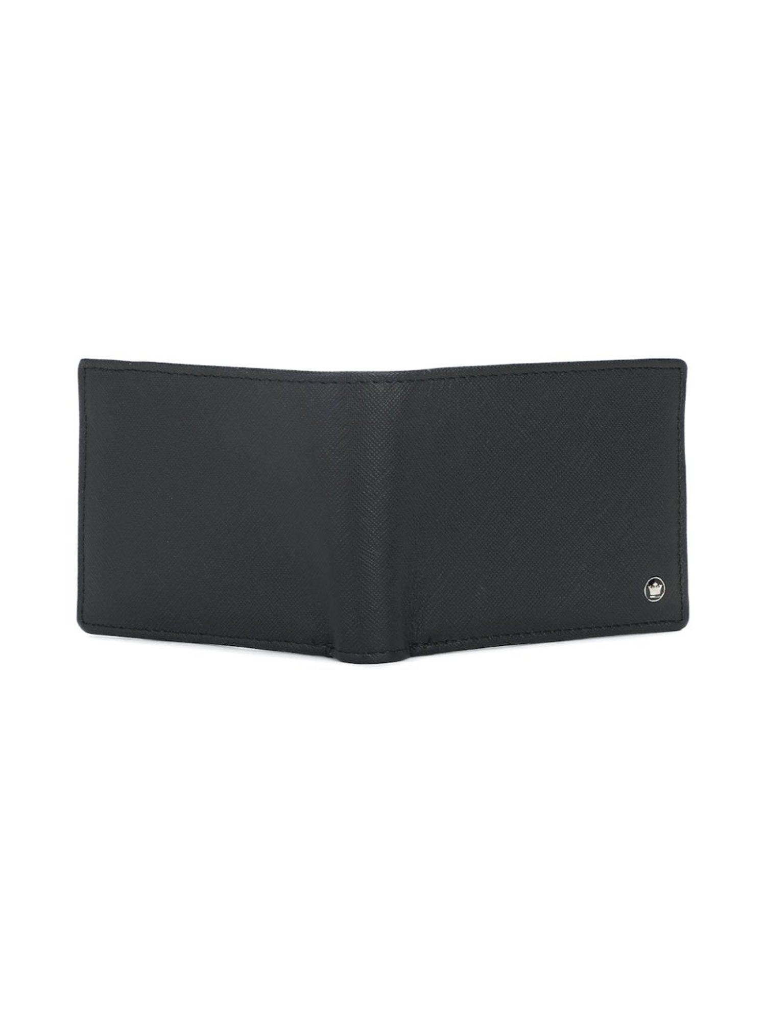 Louis Philippe Black Textured Leather Bi-Fold Wallet for Men