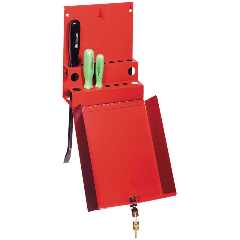 Sunex 8008 Small Metal Locking Screwdriver Pry Bar Tool Holder Case Box for Service Carts, Red