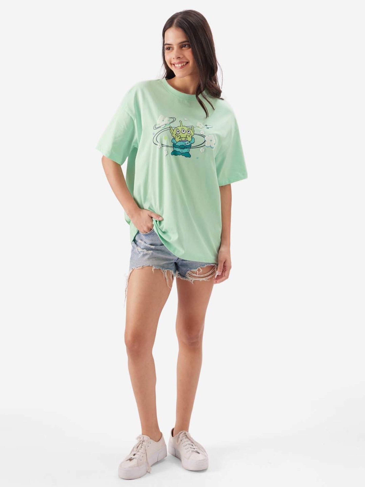 The Souled Store Green Cotton Printed T-Shirt