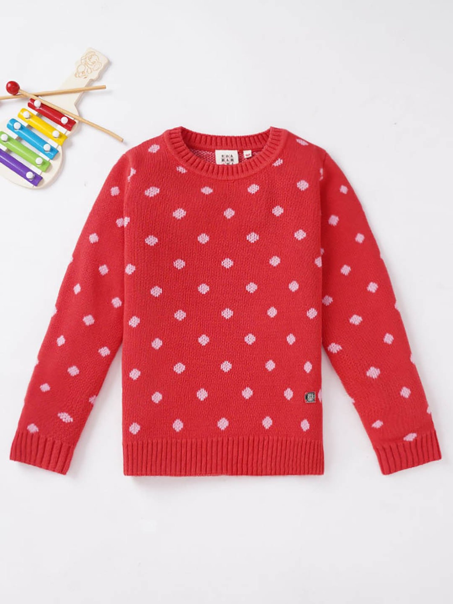 KIDS ONLY Maroon Textured Pattern Full Sleeves Sweater