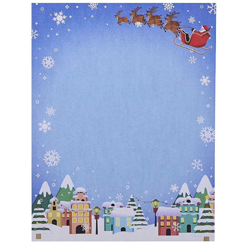 96-Sheet Santa Letterhead Stationery Paper for Christmas Holiday Letters, 8.5x11"