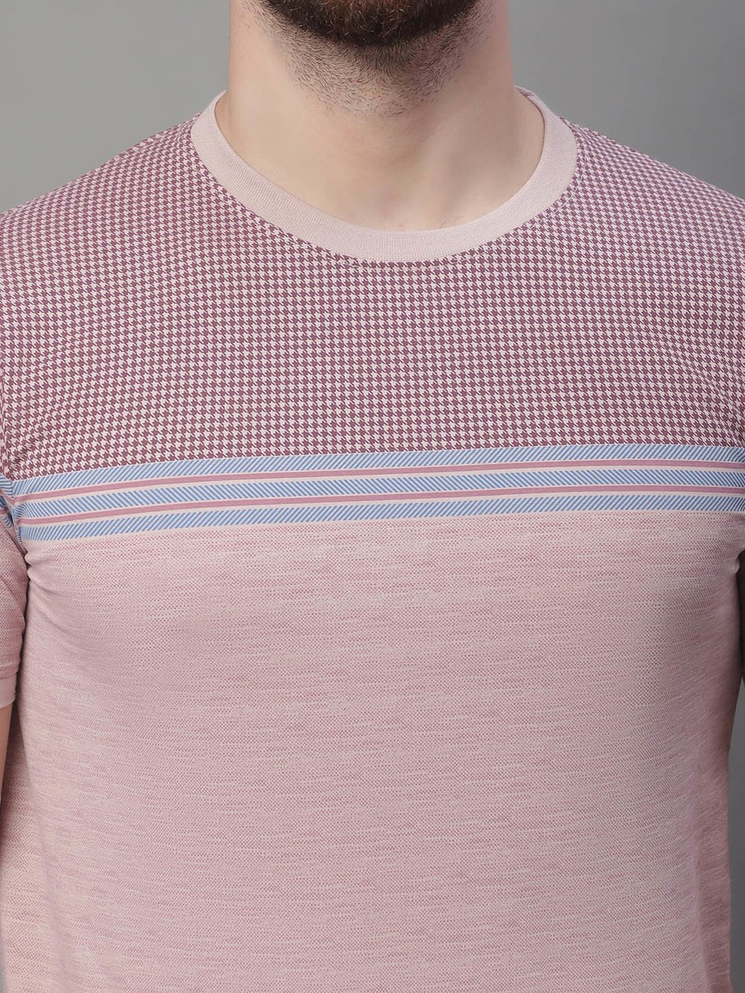 Venitian- Forbidden Clothing Light Purple Slim Fit Self Design T-Shirt