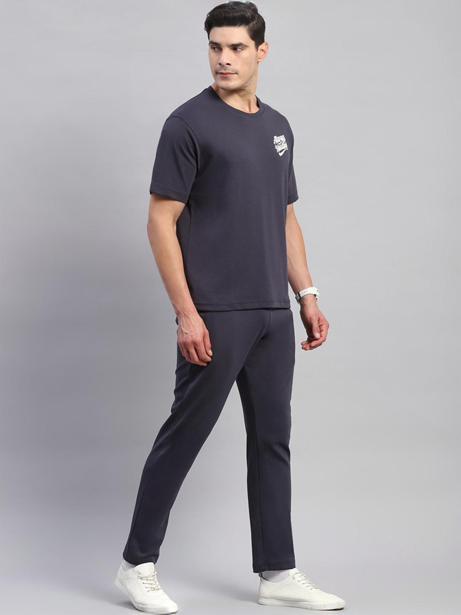 Rock.it Grey Cotton Regular Fit Printed Co-Ord Set