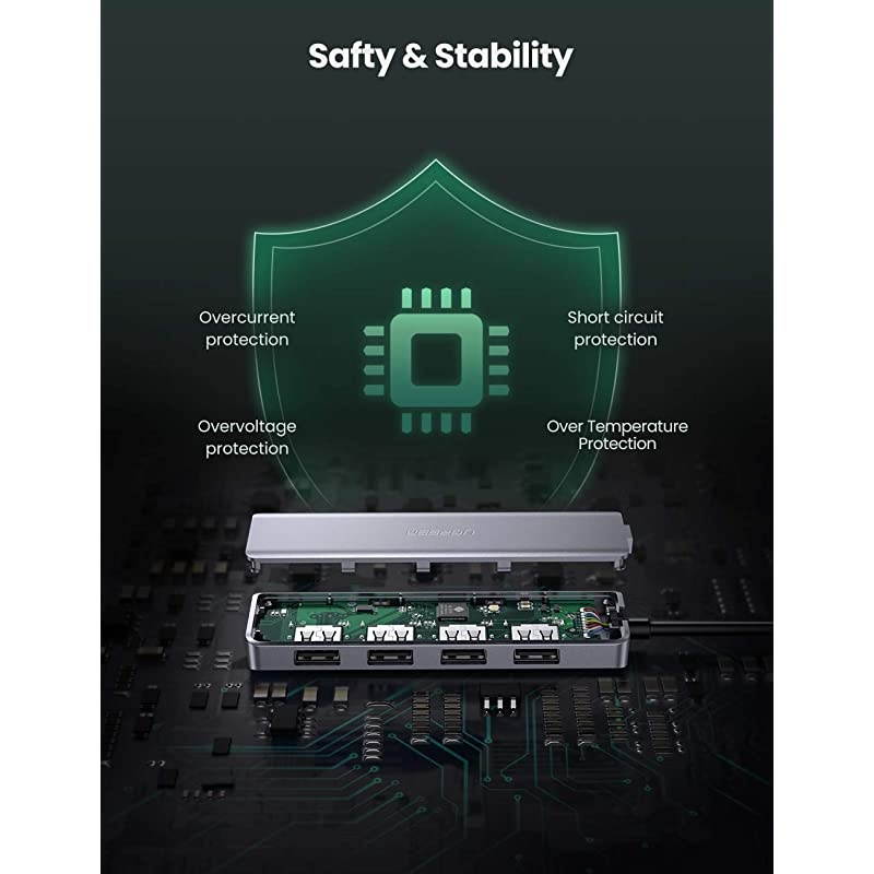 USB 3.0 Hub 4 Port USB Extender with 5V Micro USB Power Compatible for MacBook Mac Pro Mini iMac Surface Pro XPS IdeaPad MateBook X Pro Notebook PC USB Flash Drives Mobile HDD