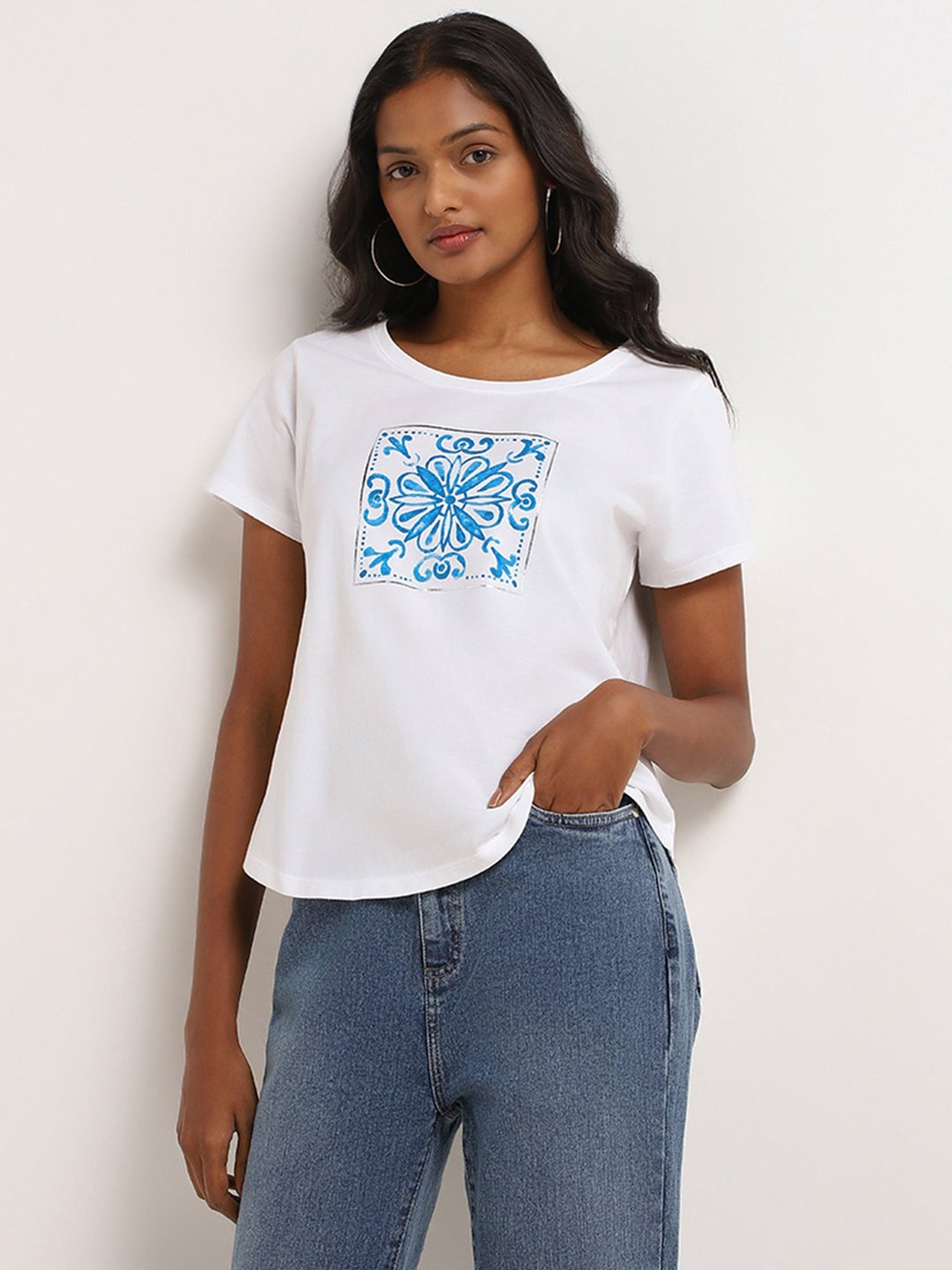 LOV by Westside White Printed T-Shirt