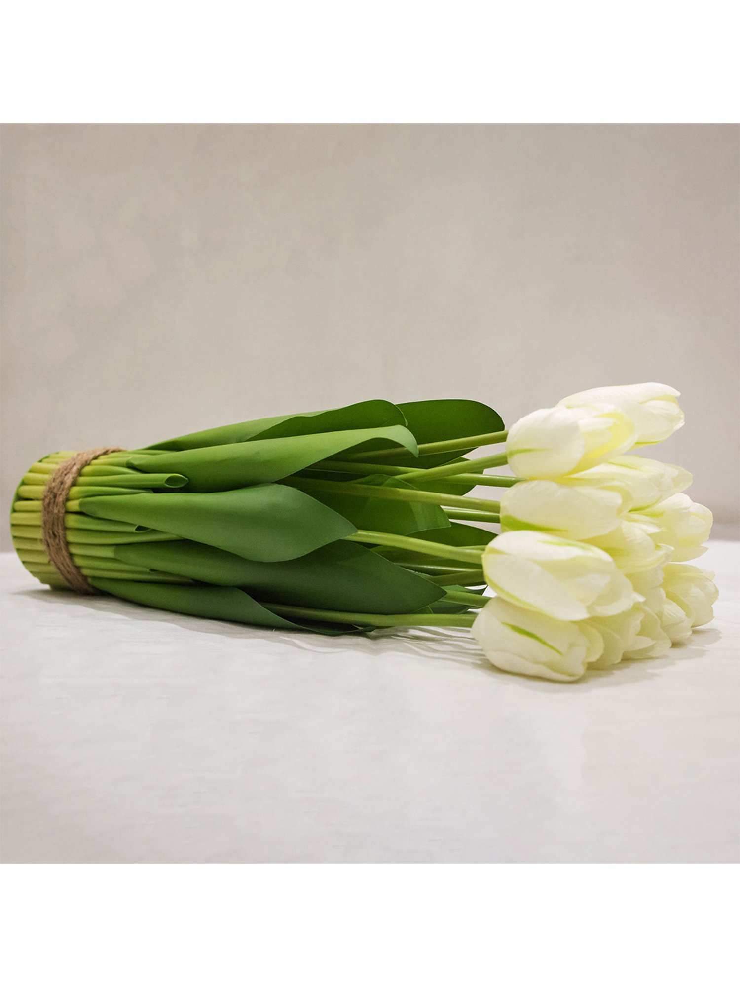 Amflix White Artificial Tulip Flowers Bunch