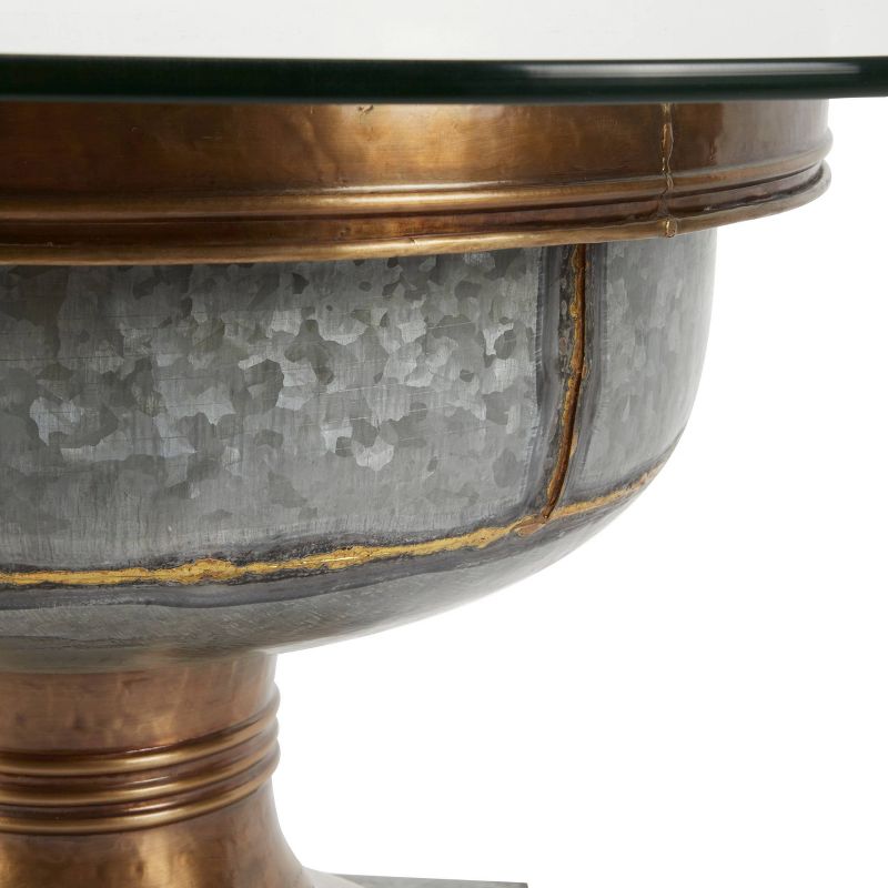 Coffee Table, Round Glass and Metal Bronze and Gray - Olivia & May