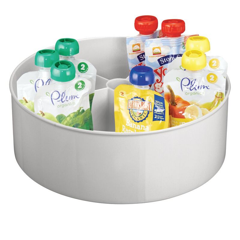 mDesign Divided Lazy Susan Turntable Storage Tray, for Nursery/Kids - Gray