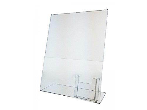 Marketing Holders Superior Image L-Frame Base Slanted Desktop Sign Holder, Plastic 8.5" x 11" with Vertical Business Card Pocket Lot of 2
