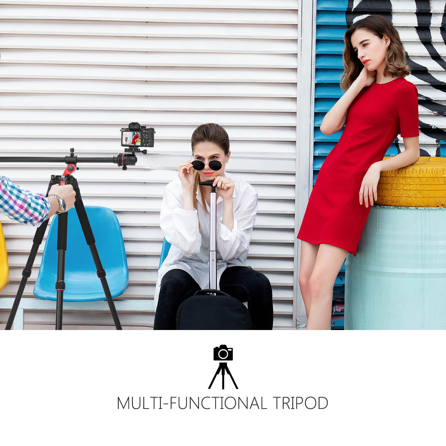 Neewer 72.4-Inch Aluminum Camera Tripod Monopod with 360-Degree Rotatable Center Column and Ball Head, Quick Shoe Plate, Bag for DSLR Camera, Video Camcorder, Travel, and Work, Load Up to 33 Pounds