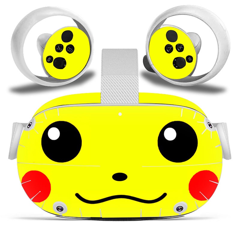 Amify Vinyl Skin Sticker for Oculus Quest 2 VR Headset Controller PVC Decals Cute Cartoon Wrap Cover for Oculus Quest 2 Accessories