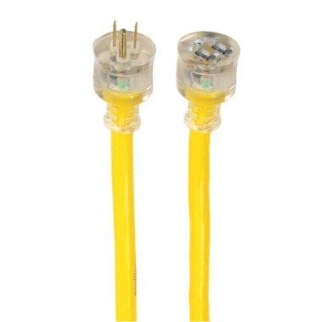 yellow jacket 2806 contractor extension cord with lighted end, 100 foot, yellow