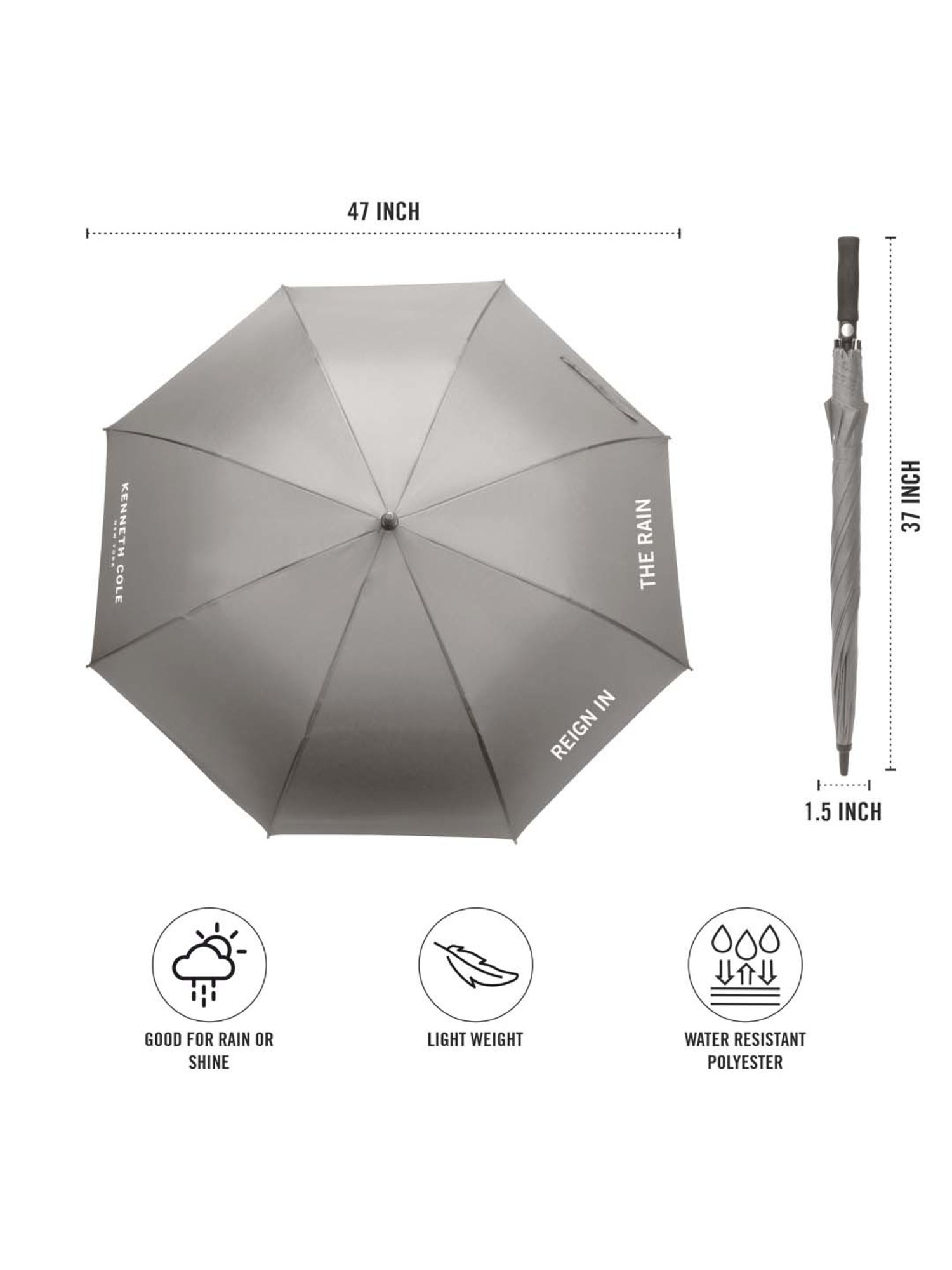 Kenneth Cole Grey Logo Umbrella