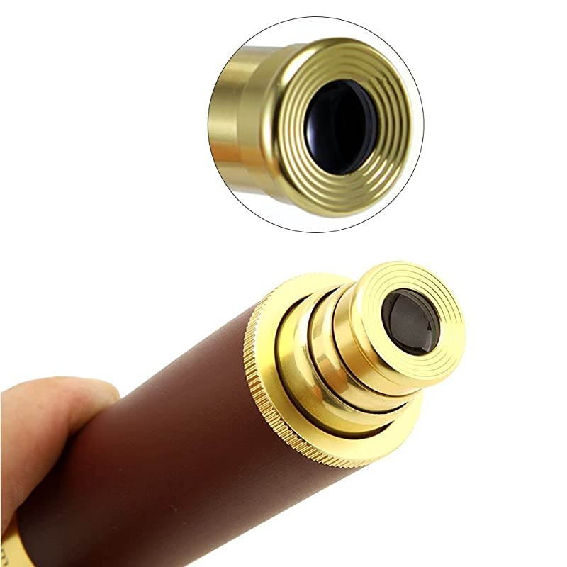 25x30 Zoomable Monocular Vintage Pirate Telescope Waterproof Aluminum Alloy Brass Adjustable Optics Telescope for Travel Navigation Sailing Voyage View Watching Games