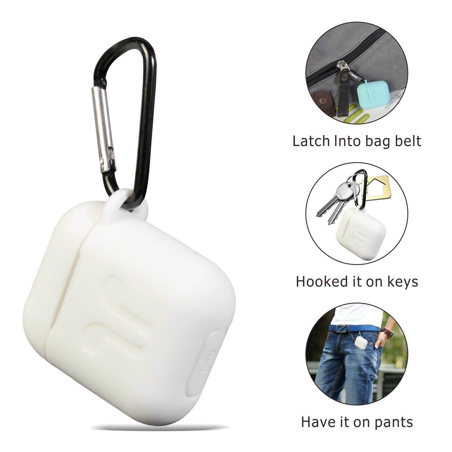 Enhenstre AirPods Case Cover, Silicone Protective Case and Skin for Airpods Charging Case with Airpods Anti-Lost Strap/Airpods Hooks,[Buy 1 Get 5 Accessories] (Glow)