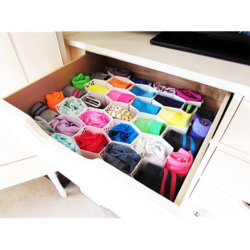 Drawer Organizer-Divider-Sock-Belt-Scarf-Underwear-112 Slots Total-Set/4