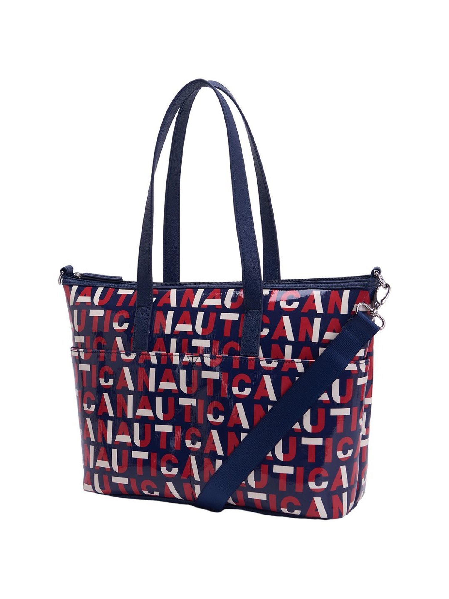 Nautica Navy Blue Solid Medium Tote Handbag