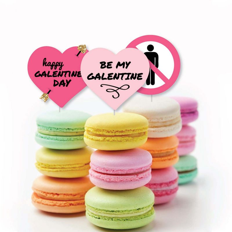 Big Dot of Happiness Be My Galentine - Dessert Cupcake Toppers - Galentine's and Valentine's Day Party Clear Treat Picks - Set of 24