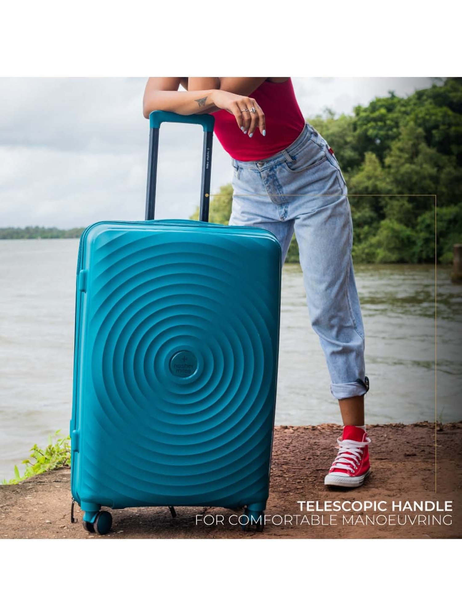 Nasher Miles Goa Hard-sided Polypropylene Check-In Luggage Teal 28 inch |75cm Trolley bag