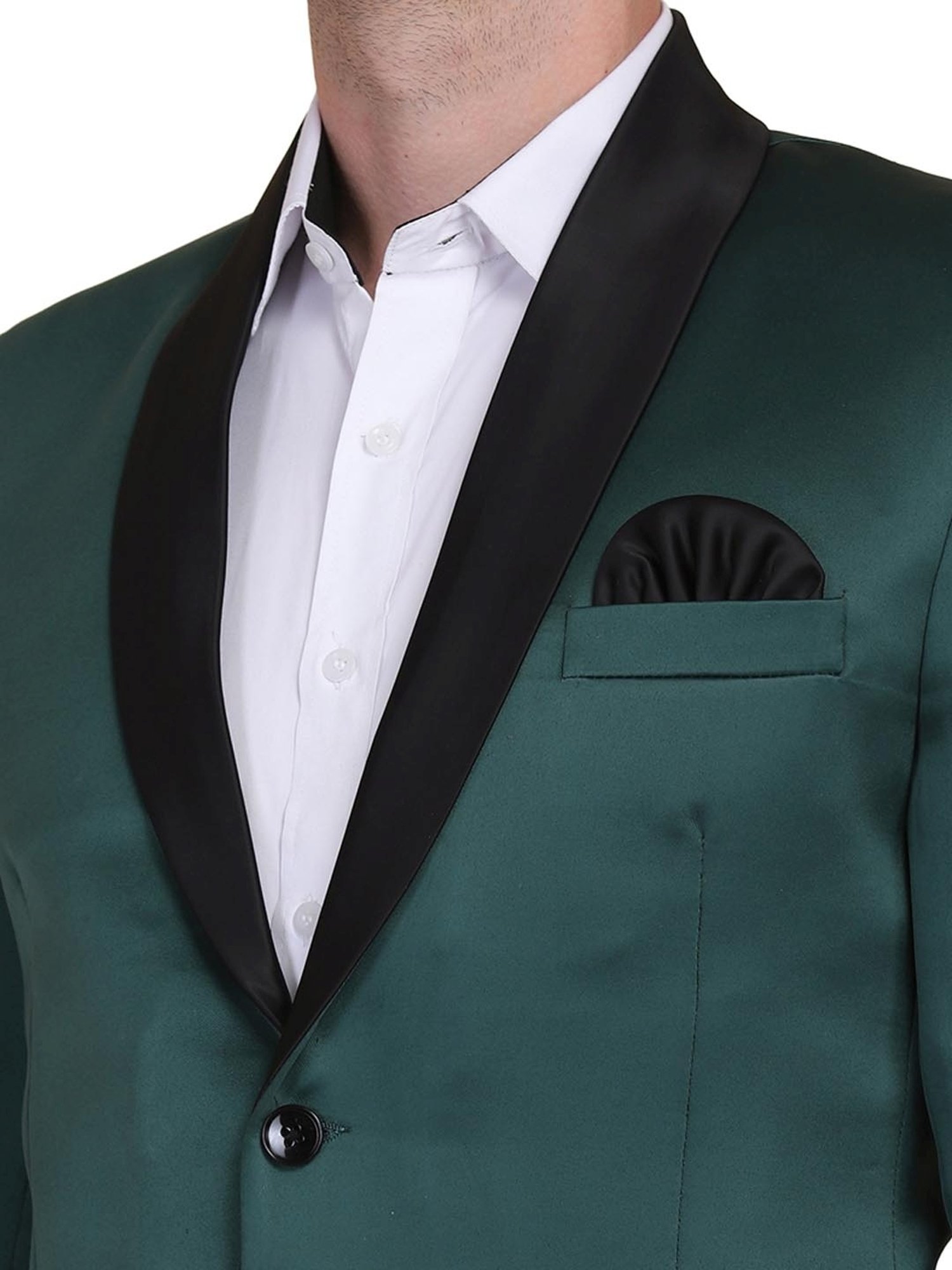 TAHVO Green & Black  Slim Fit Two Piece Suit