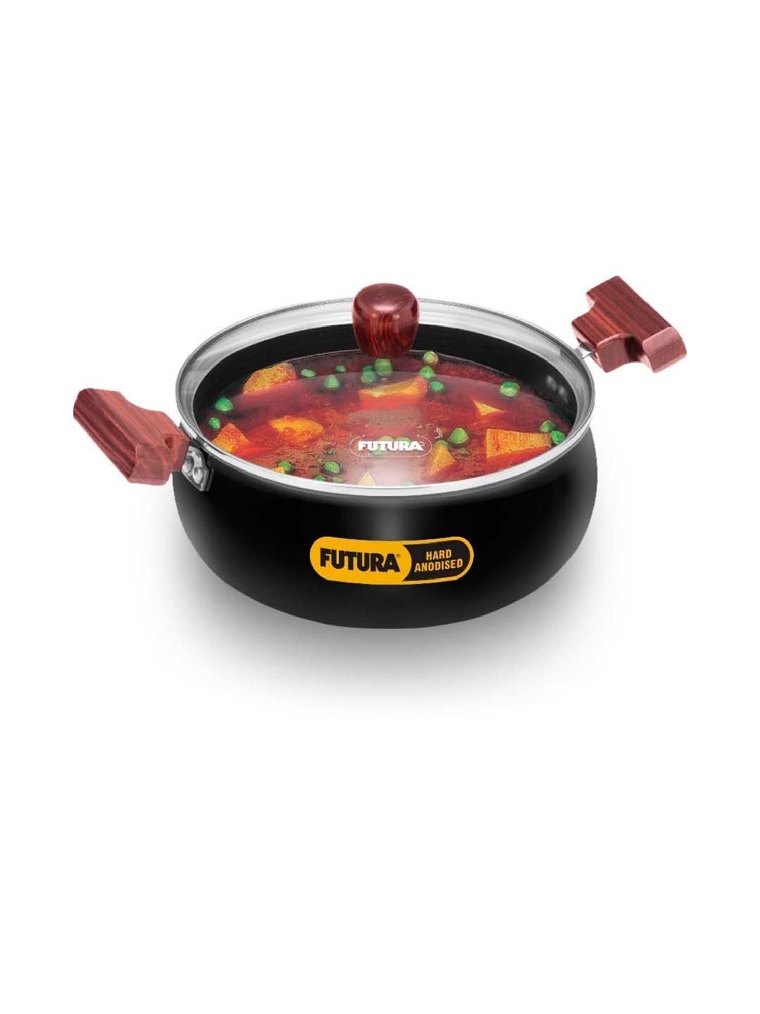 Hawkins Black & Transparent Hard Anodised 22.7 cm Non-Toxic Handi With Glass Lid (3 L) - Set of 1