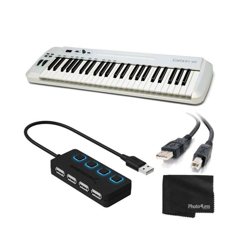 Samson Carbon 49 MIDI Controller Keyboard 49-Key + 4-Port USB 2.0 Hub with In...