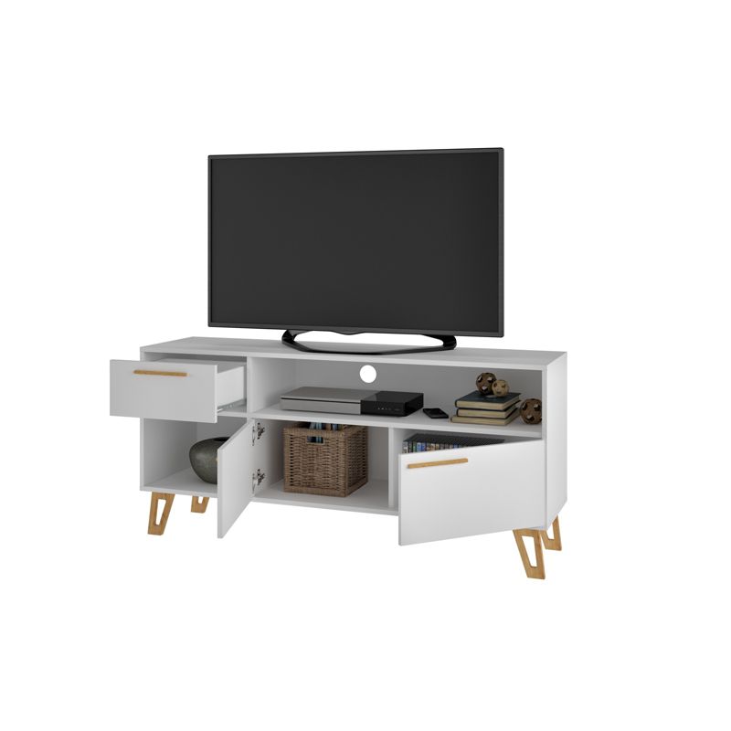 53.14" Doris Mid Century Modern TV Stand with 1 Drawer White - Manhattan Comfort