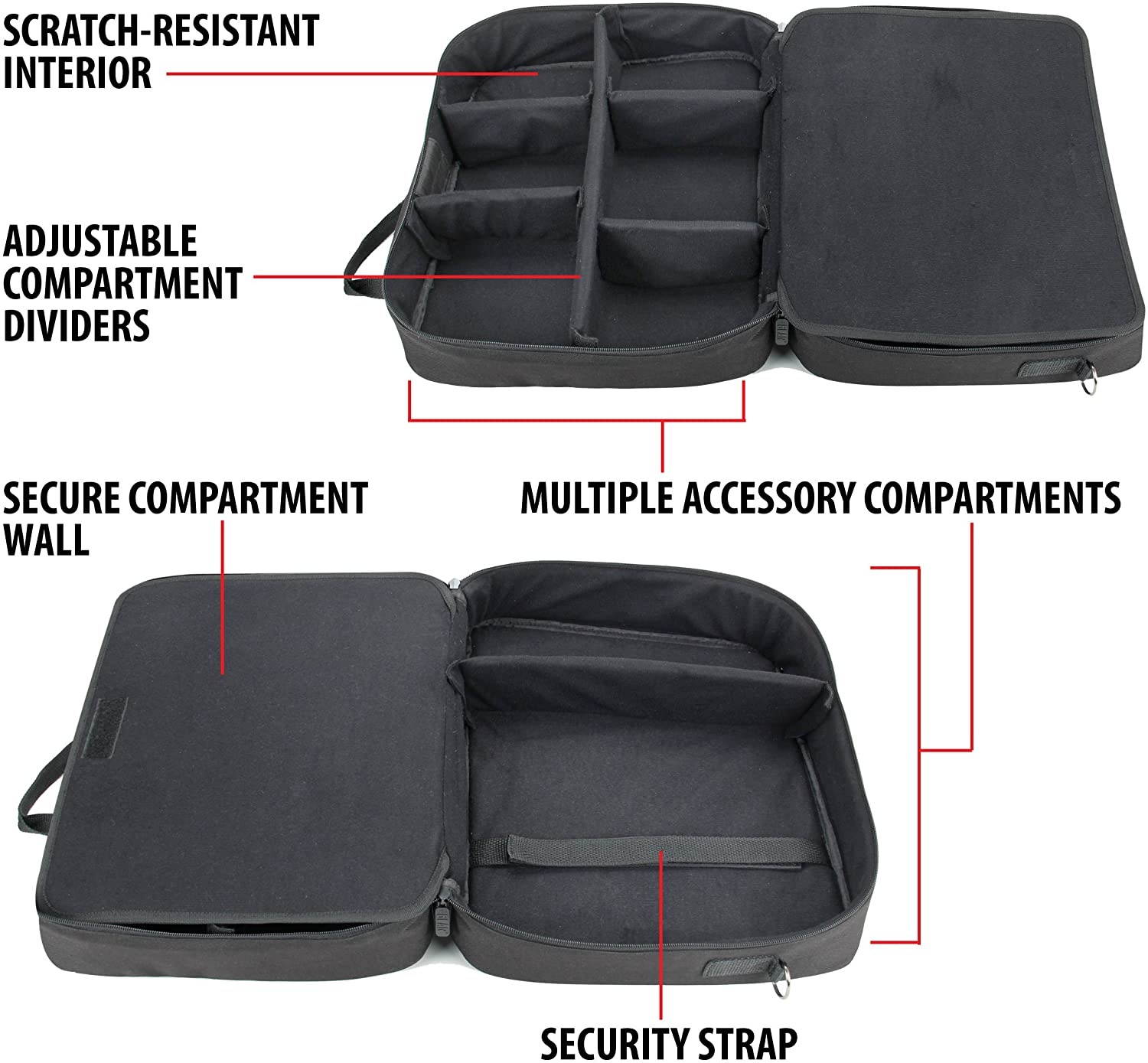 USA GEAR Video Projector Case, Large Carry Case for Projectors - Compatible with DBPOWER, ViewSonic PJD5134, Dr. J HI-04, and More - Scratch-Resistant, Shoulder Strap and Customizable Dividers (Black)