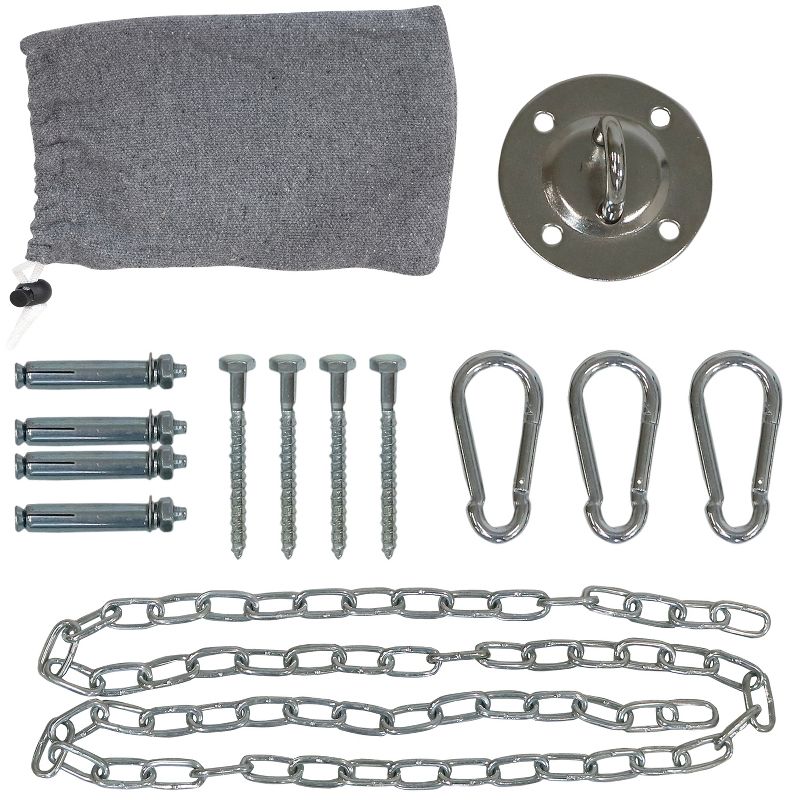 Sunnydaze Indoor/Outdoor Cotton Rope Hammock Chair Bohemian Macrame Hanging Netted Swing with Mounting Hardware, Seat Cushion and Tassels - White