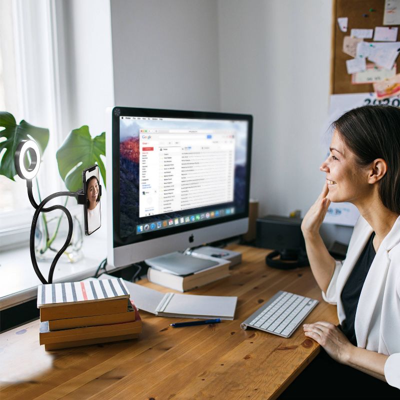 Tzumi ONAIR Halo Flex Duo 3.5'' Ring Light with Two Flexible Arms & Cell Phone Holder - Black